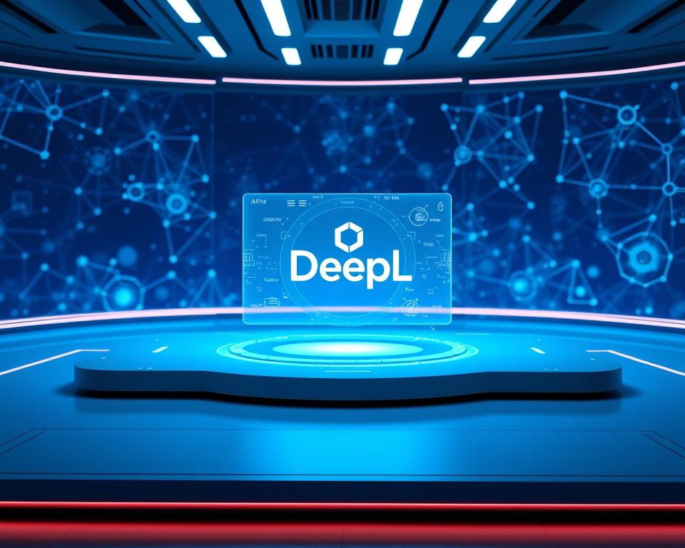 A futuristic, seamless account system for DeepL translation services. In the foreground, a sleek, minimalist interface with clean lines and soft, ambient lighting. The middle ground features a floating holographic display showcasing the DeepL logo, surrounded by subtle data visualizations. In the background, a dynamic backdrop of interconnected nodes and data streams, reflecting the powerful AI algorithms powering the platform. The overall atmosphere is one of advanced technology, efficiency, and user-centric design, conveying the reliability and sophistication of DeepL's translation capabilities.